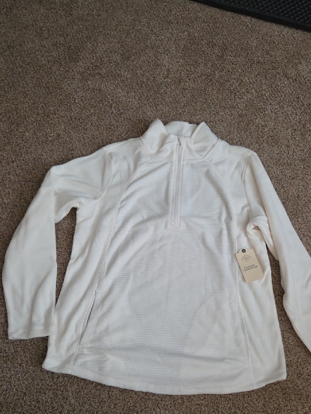 St. John's Bay Cream Striped Quarter-Zip Pullover